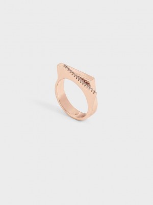 Charles & Keith Swarovski Crystal Studded Ring Rosas Dorados | 5368097-IR