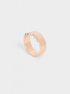 Charles & Keith Swarovski Crystal Studded Ring Rosas Dorados | 5720498-QO
