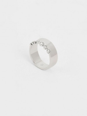 Charles & Keith Swarovski Crystal Studded Ring Plateados | 7812693-VA