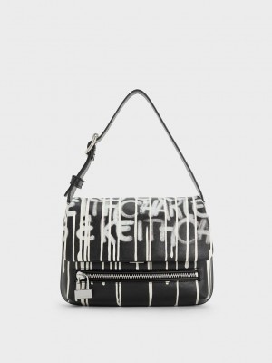 Charles & Keith Swing Graffiti-Print Chain-Handle Bag Multicolor | 3251980-EK