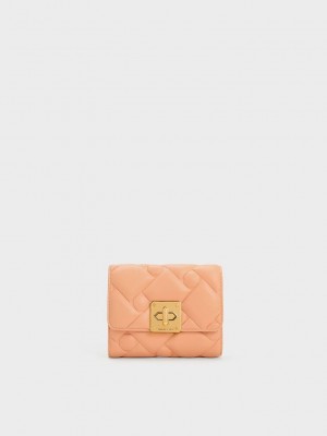 Charles & Keith Tillie Acolchado Wallet Naranjas | 8150674-ND