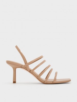 Charles & Keith Tiras Blade Heel Sandals Beige | 4650893-ON