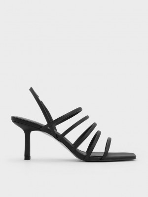 Charles & Keith Tiras Blade Heel Sandals Negros | 2759136-MU