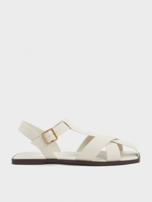 Charles & Keith Tiras Crossover Sandals Rosas | 1302947-PZ