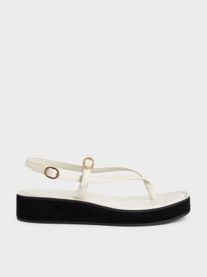 Charles & Keith Tiras Flatform Tanga Sandals Rosas | 2158367-IA
