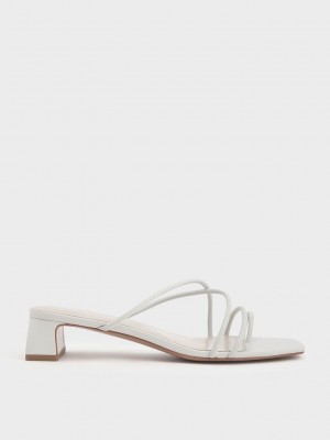 Charles & Keith Tiras Puntera Ring Sandals Blancos | 8315760-UL