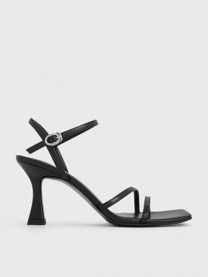 Charles & Keith Tiras Trapeze Heel Sandals Negros | 8953246-PY