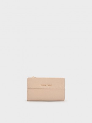 Charles & Keith Top Zip Corta Wallet Beige | 4361509-DB