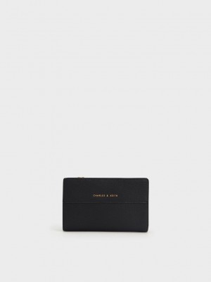Charles & Keith Top Zip Corta Wallet Negros | 3428015-PW