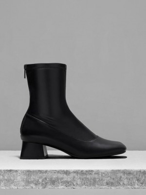 Charles & Keith Trapeze Block Heel Ankle Boots Negros | 6841725-IU