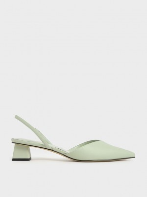 Charles & Keith Trapeze Heel Destalonadas Pumps Verde Menta Verdes | 0684253-VX