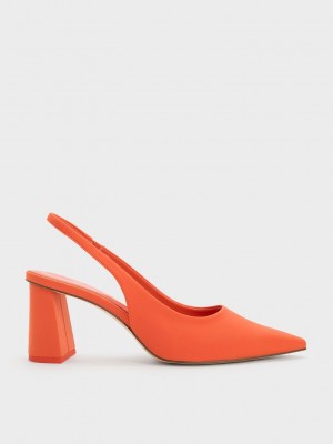 Charles & Keith Trapeze Heel Destalonadas Pumps Naranjas | 8914602-WU