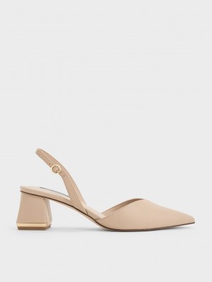 Charles & Keith Trapeze Heel Destalonadas Pumps Rosas Claro | 3102546-SX