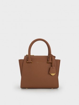 Charles & Keith Trapeze Tote Bag Chocolate | 4816507-BA