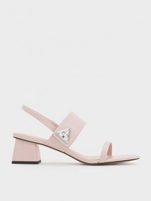 Charles & Keith Trice Metallic Accent Block Heel Sandals Beige | 8025394-UD