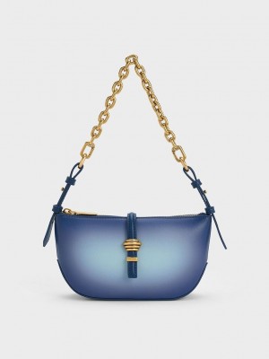 Charles & Keith Trudy Ombre Belted Geometric Bag Azul Marino | 1327958-QN
