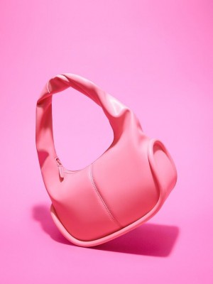 Charles & Keith Tubular Slouchy Hobo Bag Rosas | 8097216-RP