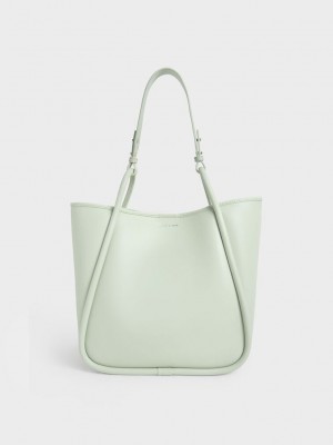 Charles & Keith Tubular Slouchy Tote Bag Verde Menta Verdes | 7168329-RQ