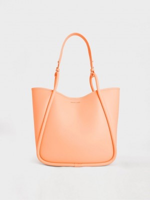 Charles & Keith Tubular Slouchy Tote Bag Naranjas | 1450879-MY