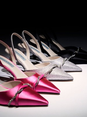 Charles & Keith Twist Detail Glittered Destalonadas Pumps Plateados | 5907324-AD