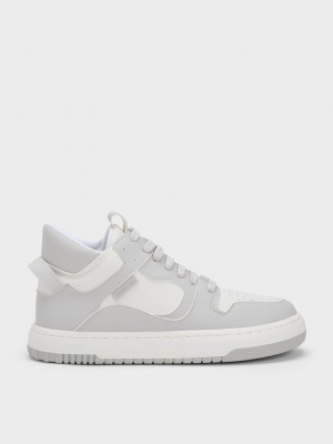 Charles & Keith Two-Tone High-Top Plataforma Sneakers Grises Claro | 3958760-NR