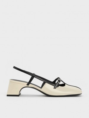 Charles & Keith Two-Tone T-Bar Destalonadas Pumps Rosas | 7094236-IT