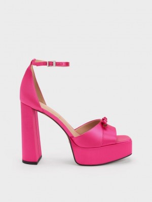 Charles & Keith Verona Recycled Polyester Plataforma Sandals Rosas | 1764205-XF