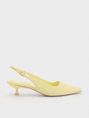 Charles & Keith Vita Square-Puntera Destalonadas Pumps Amarillos | 6021483-MK