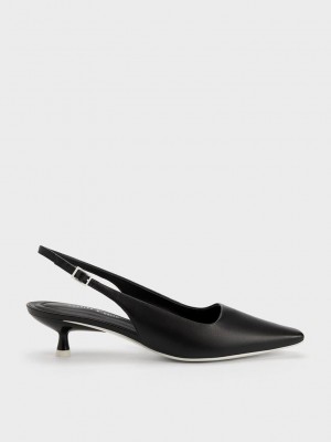 Charles & Keith Vita Square-Puntera Destalonadas Pumps Negros | 6870213-WA