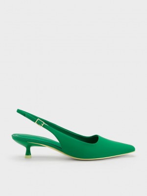 Charles & Keith Vita Square-Puntera Destalonadas Pumps Verdes | 0761432-PL