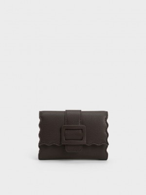 Charles & Keith Waverly Scallop-Trim Wallet Azules | 9687132-DZ