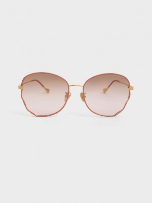 Charles & Keith Wavy Frame Butterfly Sunglasses Rosas | 2680934-PW