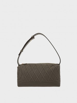 Charles & Keith Willa De Punto Shoulder Bag Kaki | 0194235-SU