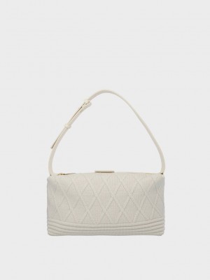 Charles & Keith Willa De Punto Shoulder Bag Creme | 3270946-WB