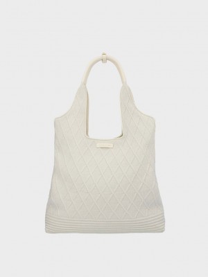 Charles & Keith Willa De Punto Tote Bag Creme | 6519083-PC