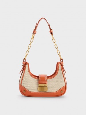 Charles & Keith Winslet Lona Belted Hobo Bag Naranjas | 8390216-DK