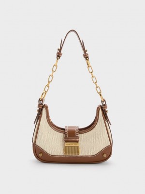 Charles & Keith Winslet Lona Belted Hobo Bag Chocolate | 2789461-FP