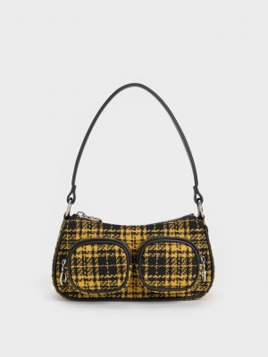Charles & Keith Woven Check-Print Shoulder Bag Multicolor | 7104268-OG