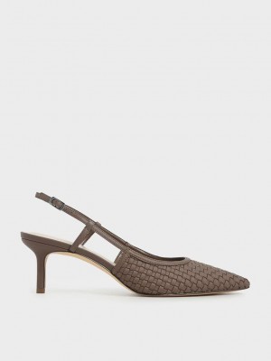 Charles & Keith Woven Destalonadas Pumps Marrom | 4917306-BL