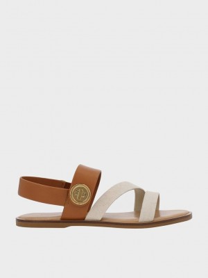 Charles & Keith Yara Turn Lock Tiras Sandals Caramel | 9156078-HY