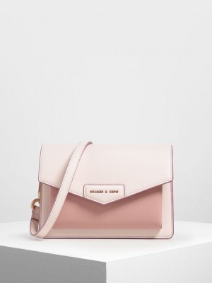 Charles & Keith Zaina Envelope Crossbody Bag Rosas Claro | 7241905-ZW