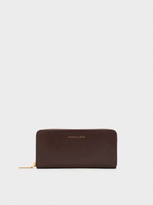 Charles & Keith Zip-Around Long Wallet Marrom | 3709546-MJ