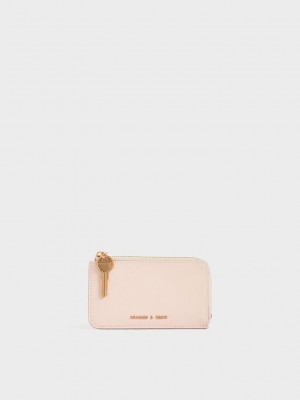 Charles & Keith Zip-Around Mini Wallet Rosas Claro | 1204357-KP