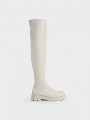 Charles & Keith Zip-Up Thigh-High Boots Rosas | 7598604-MD