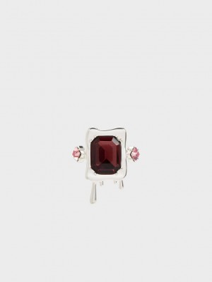 Charles & Keith Zira Crystal Sculptural Ring Plateados | 4621095-BQ
